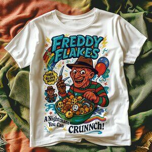 Freddy Flakes Shirt Funny Halloween Tee Horror Cereal Parody T-Shirt